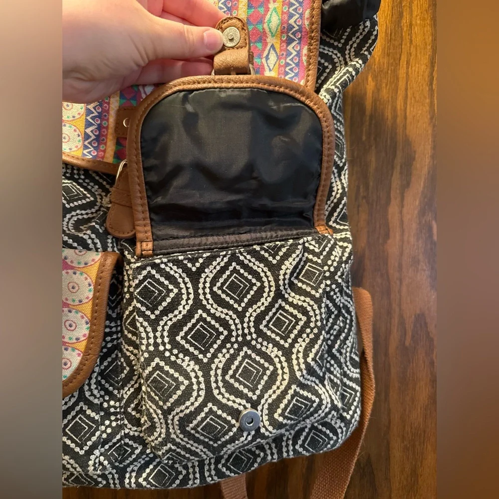 Colorful Patterned Drawstring Backpack - Picture 4 of 12